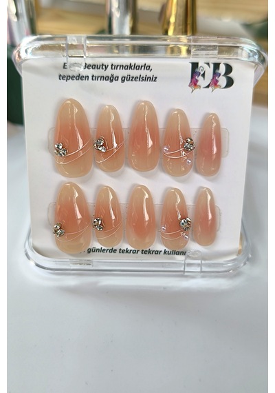 Nude Protez Tırnak Small Beden 10 Adet El Yapımı Takma Tırnak Seti 3506 Dark Nude