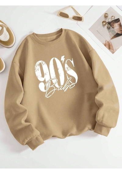 Startmore Kahverengi Unisex Erkek/kadın 90's Özel Renkli Oversize Bisiklet Yaka Pamuklu