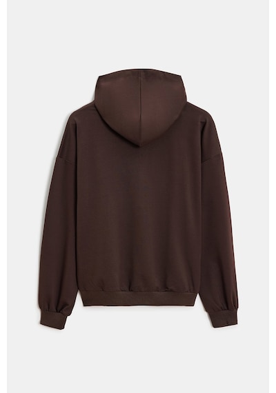 Sââde Kadın Oversize Kapüşonlu Basic Hoodie Sweatshirt Acı Kahverengi