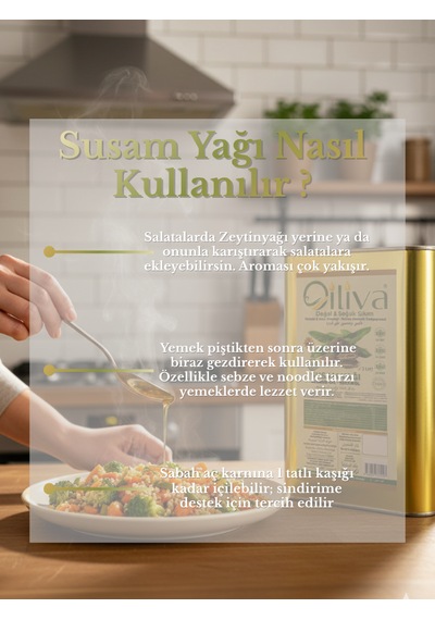 3 Litre Soğuk Sıkım Susam Yağı %100 Doğal, Katkısız, Teneke Ambalaj 3 L