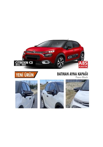 Cıtroen C3 Yarasa Ayna Kapağı Batman Parlak Siyah Piano Black