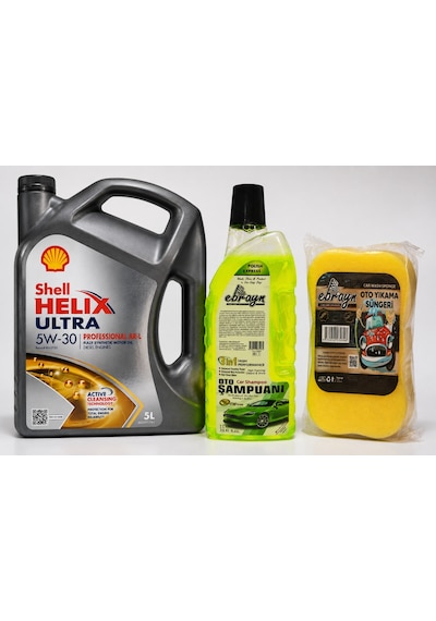 Shell Helix Ultra Pro Arl 5W-30 Motor Yağı 5 L + Oto Şampuan 1000 ML + Yıkama Süngeri