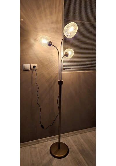 Zambak 3 Lü Eskitme Lambader Çatlak Camlı Modern Oturma Odası, Yatak Odası, Salon Lambader Çok Renkli
