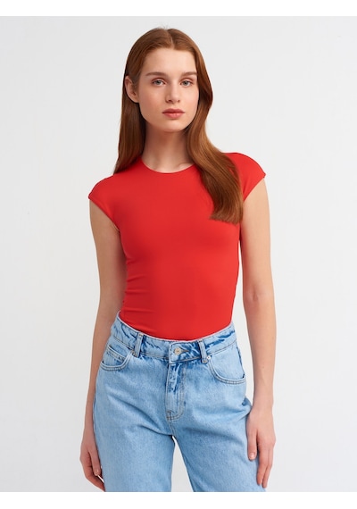 Dilvin 30856 Poliamid T-shirt-k.kırmızı K.kırmızı