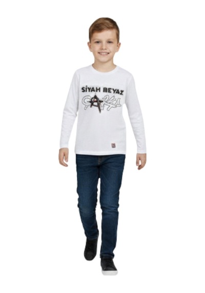 Beşiktaş Orijinal Lisanslı Uzun Kol Sweatshirt Beyaz