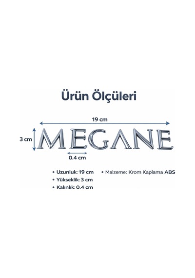 Renault Megane 2 Arka Bagaj Yazısı Logo Amblem Krom Kendinden Yapışkanlı Megane Yazı Seti