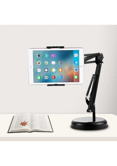 Masaüstü Telefon Tablet Tutucu 360 Dönen Başlık Çift Hareketli Ayarlanabilir Uzun Kol 56cm