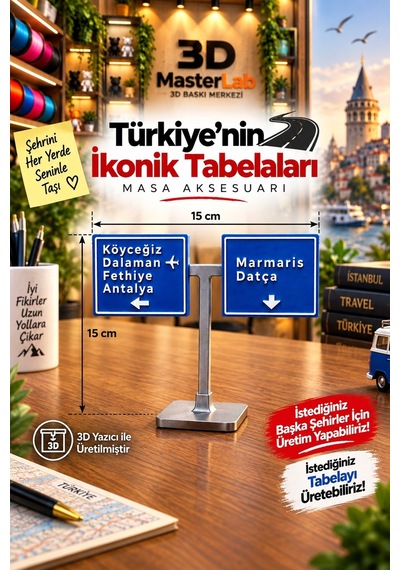 Türkiye Nin En Güzel Yol Ayrımı Tabelası 3d Baskı Dekoratif Masa Aksesuarı Minyatür Yol Tabelası
