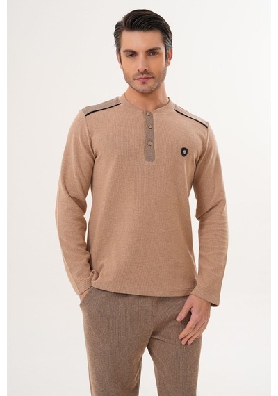 Mecit Pijama Mecit 2998 Kahve Selanik Kumaş Kışlık Erkek Pijama Takımı Kahverengi