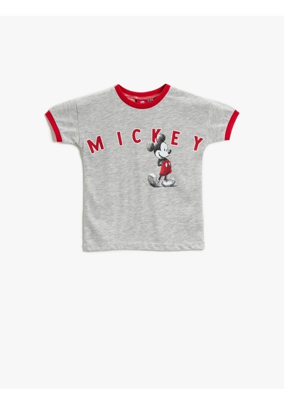 Koton Mickey Mouse Lisanslı Tişört Pamuklu Gri 1ymb18901tk