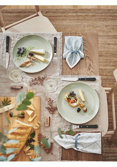 4 Adet Tabak Seti Mat Açık Yeşil Renk 26 Cm, 4 Adet, Stoneware Yuvarlak Tabak Seti