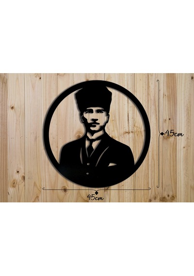 Cajuart Dekoratif Ahşap Kesim Atatürk Portresi Büyük Duvar Tablo