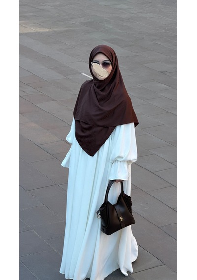 Qalortex Scarf Premium Jakarlı Sare Büyük Boy Eşarp - Aci Kahve acı kahve
