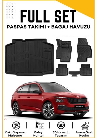 Skoda Kamiq 2025 Model Birebir Uyumlu Bagaj Havuzu+paspas Seti
