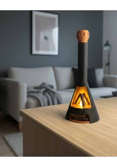 Elana Design Şömine Led Dekoratif Mumluk Masa Üstü Ambiyans Lambası Led Mum Dahil Siyah