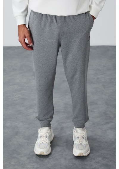 Tommy Life Gri Melanj Klasik Cepli Standart Kalıp Manşetli Erkek Eşofman Alt - 84652 GB MELANJ