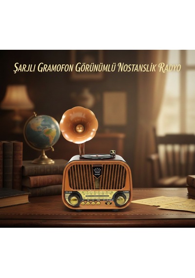 Ultratekno Md-1319bt Nostaljik Gramofon Görünümlü Fm Radyo Retro Ahşap Bluetooth Hoparlör