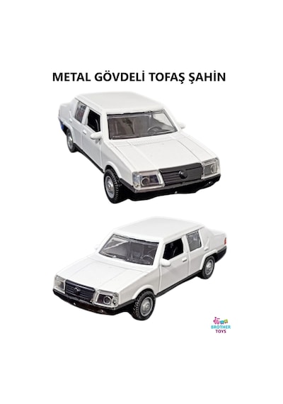 Oyuncak Tofaş Şahin Metal Çekbırak Araba Beyaz 14 Cm. 1:30 Boyut Beyaz