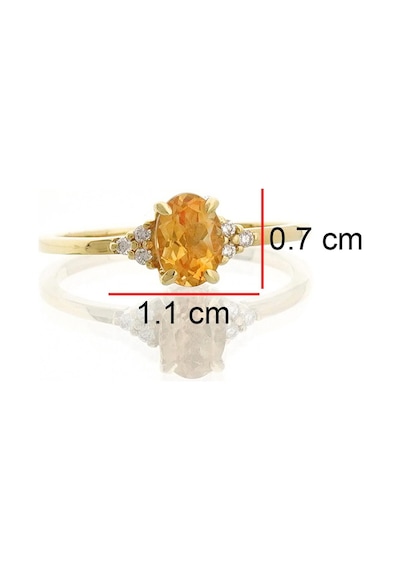 Citrine Oval Tektaş Pırlanta Yüzük Sarı