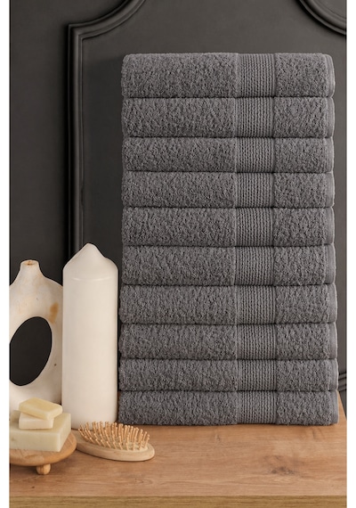 Blanc 10'lu 50x90cm El Yüz & Saç Havlusu Seti Havlu El Havlusu Banyo Havlusu I Çeyiz Havlusu Antrasit