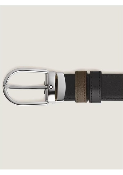 Montblanc At Nalı Tokalı 30 Mm Çift Taraflı Deri Kemer 198449 Kahverengi