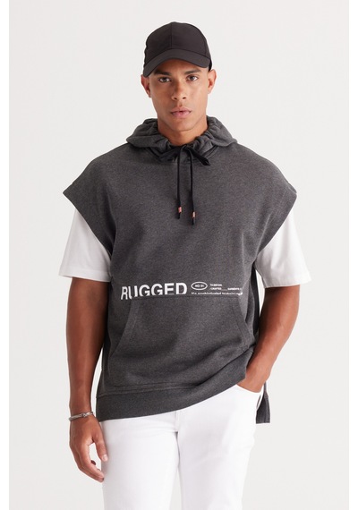 AC&Co / Altınyıldız Classics Erkek Antrasıt Melanj Oversize Bol Kesim Kapüşonlu Baskılı Sweatshirt Antrasit Melanj AC&Co / Altınyıldız Classics Erkek Antrasıt Melanj Oversize Bol Kesim Kapüşonlu Baskılı Sweatshirt Antrasit Melanj