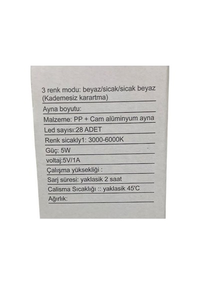 17cm Şarjlı Işıklı Makyaj Aynası 0011 Pembe