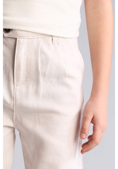 Defacto Regular Fıt Düz Paça Keten Karışımlı Pantolon Erkek Çocuk H3485a826smer234 Ekru-er234