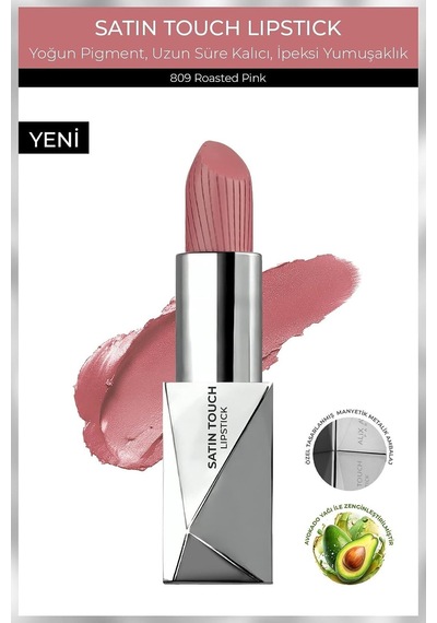 Uzun Süre Kalıcı Nemlendirici Pürüzsüz Etkili Yarı Mat Ruj Satin Touch Lipstick 809 Roasted Pink Çok Renkli Uzun Süre Kalıcı Nemlendirici Pürüzsüz Etkili Yarı Mat Ruj Satin Touch Lipstick 809 Roasted Pink Çok Renkli