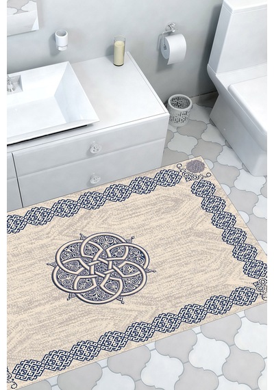 Dekoreko Kaymaz Taban Djt Banyo Halısı Yıldız Deri Modern 1319 Mavi