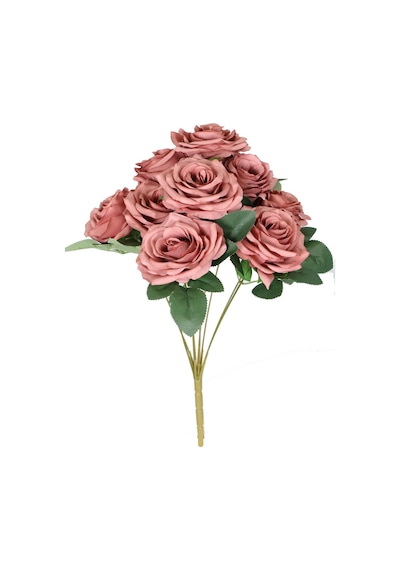 Yapay 9lu Lüx Iri Gül Demeti Pastel Pembe