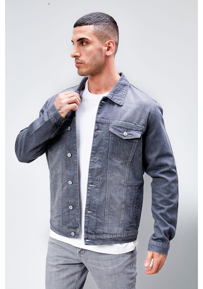 HLT Jeans Erkek Gri Jean Denim Standart Kalıp %100 Pamuk Cepli Düğmeli Kot Ceket Hlthe042153 Gri