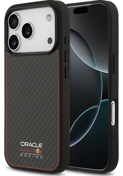 Apple Uyumlu iPhone 17 Pro Kılıf Redbull Lisanslı M-safe Şarj Özellikli Karbon Fiber Kevlar Kapak Siyah