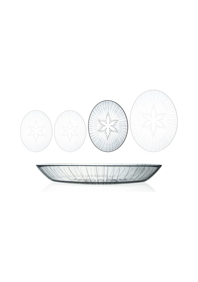 Decocia 1 Adet 29 Cm Oval Cam Salata Sunum Tabağı Vega Desenli