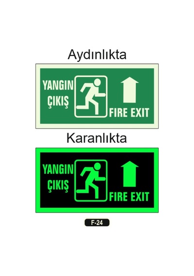Fosforlu Yangın Çıkışı Fıre Exıt Yön Levhası