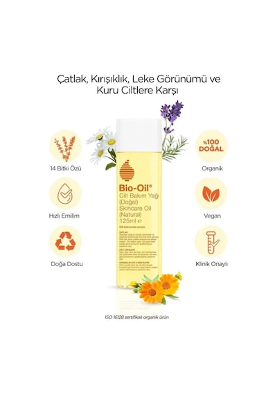 Mey İthalat Bio-oil Çatlak Karşıtı Ve Natural Cilt Bakım Yağı 125 Ml