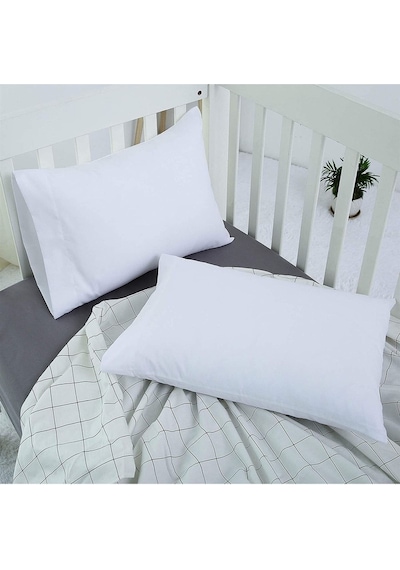 2li Set Beyaz Bebek Yastık Kılıfı 35x45 %100 Pamuklu Kapaklı