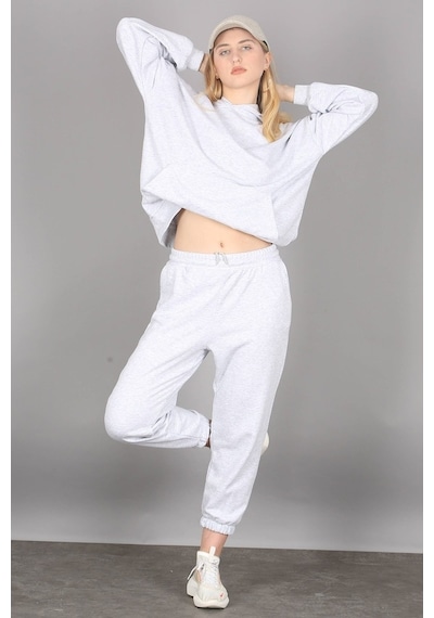 Madmext Mad Girls Gri Kapüşonlu Kadın Eşofman Takımı Mg1225 Gri