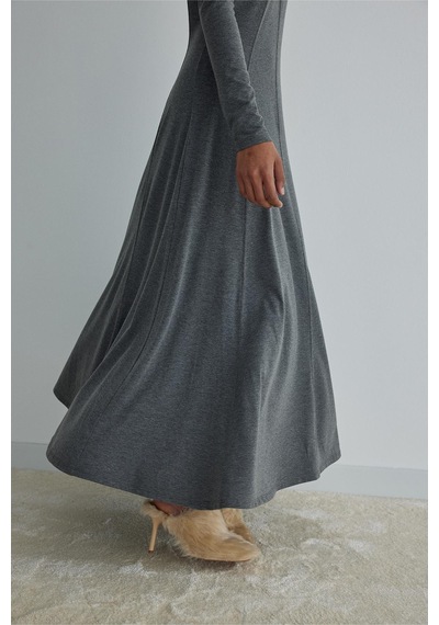 Suud Collection Füme Sandra Kloş Uzun Elbise