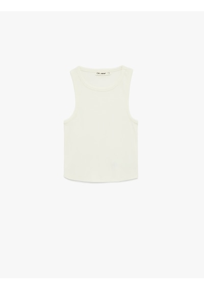 Koton Slim Fit Bisiklet Yaka Fitilli Kolsuz Atlet Ekru 6sal30051ık Ekru