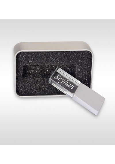 Kişiye Özel F-139-32 Kristal Usb Bellek 32 Gb Mavi Işıklı