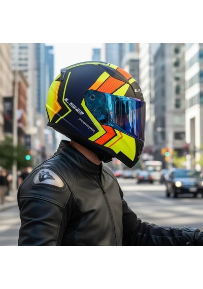 Ls2 Rapıd 2 Extra Mavi Vizör + Şeffaf Vizör Kask Mat Neon Sarı Mavi