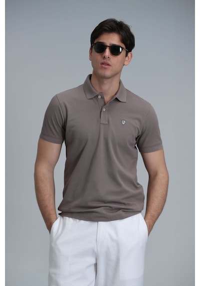 Lufian Erkek Laon Smart Polo T-shirt 111040164 Toprak Vizon