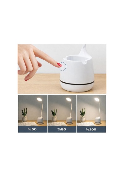 Masa Lambası Şarjlı Dokunmatik 24 Led'li, 3 Renk Modlu Ayarlanabilir Işık, Usb Şarjlı, Esnek Gövde, Modern Masa Çok Renkli