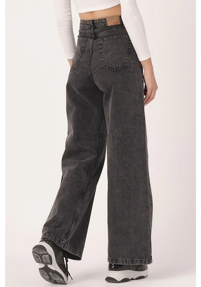 Woddi Çnr Kadın Yüksek Bel Füme Salaş Jeans Likralı Esnek Kot Pantolon Yeni Hsn-1