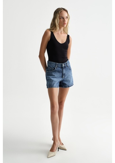 Açelyaokcu Premium Kaida Denim Mini Şort Lacivert