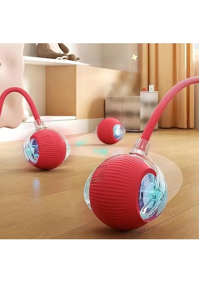 Busstier Akıllı Kedi Oyuncağı, Otomatik Yuvarlanan İnteraktif Top, Hareketli Kuyruk, Usb Şarjlı, Led Işıklı, 3
