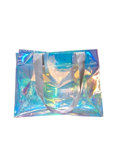 Rm Promosyon R&m Promosyon Su Geçirmez Şeffaf Pvc Kadın Plaj Ve Omuz Çantası - Hologram 7 Farklı Sap Rengi Seçeneği Hologram - Açık Gri Sap Hologram - Açık Gri Sap