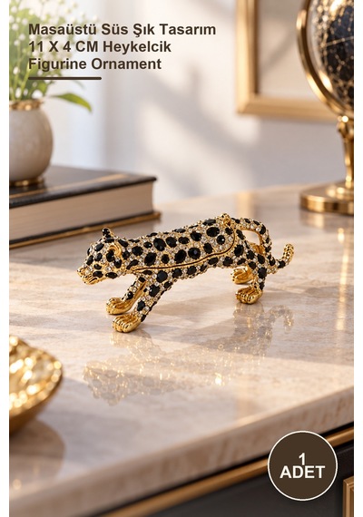 1 Adet Leopar Figürü Taşlı Dekoratif Minyatür Masaüstü Süs Şık Tasarım 11 X 4 Cm Heykelcik Figurine Ornament