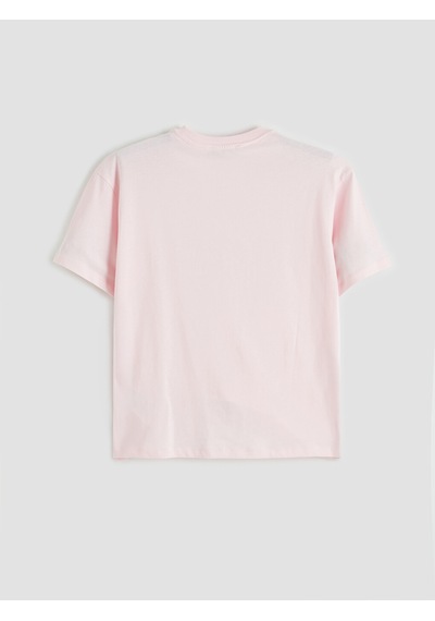 Lcw Comfort Pembe Çiçek Baskılı %100 Pamuklu Kadın Tişört
